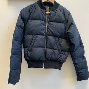 Diesel puffer reversible black bomber jacket, M